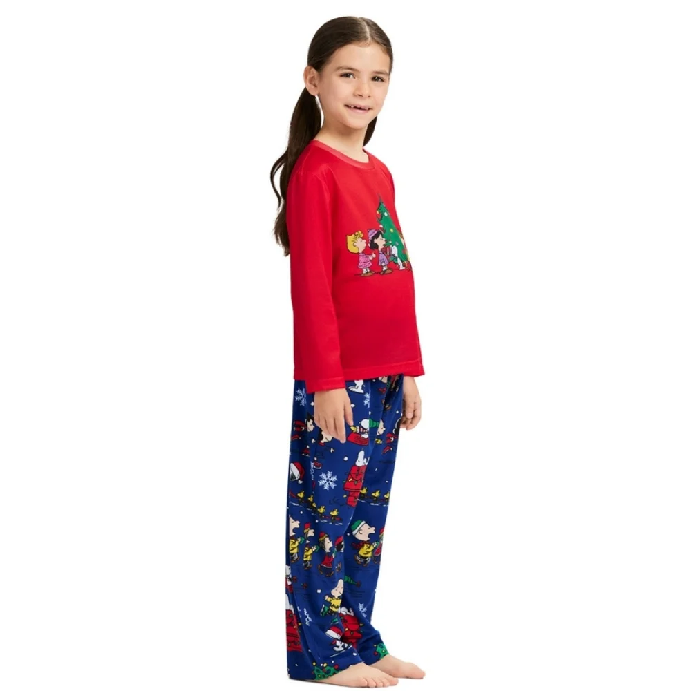 Peanuts Snoopy Kids Christmas Pajamas Girl Set Top Pants Gift NEW Unisex 4T Or 8